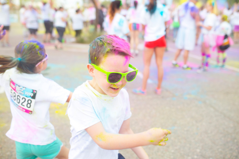 Kid Running in Color Run