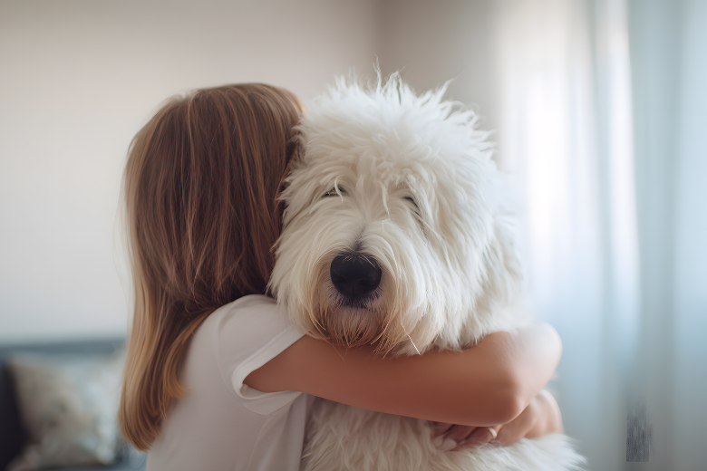 Little Girl Hugging Dog