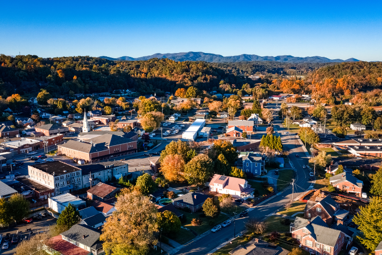 Ellijay GA From Above in Fall
