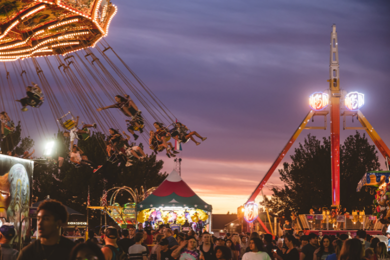 Carnival Rides at Dusk