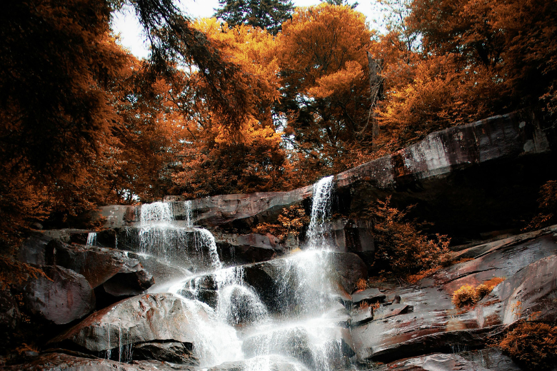 Blue Ridge Waterfall In Fall