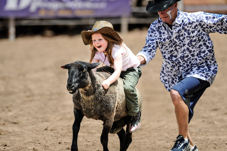 Kid Riding A sheep